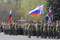 Парад военно-патриотических объединений, воинских подразделений, силовых структур, посвященный 63-й годовщине Победы в Великой Отечественной войне на Центральной площади г. Ижевска. Шеренга военнослужащих