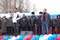 Митинг, в честь победы Путина Владимира Владимировича на выборах Президента РФ, на площади у Вечного огня в г. Ижевске. Участников митинга приветствуют доверенные лица кандидата на должность Президента Российской Федерации В.В. Путина, заслуженные артисты РФ, дрессировщики братья Запашные Эдгар Вальтерович и Аскольд Вальтерович (на переднем плане слева направо)